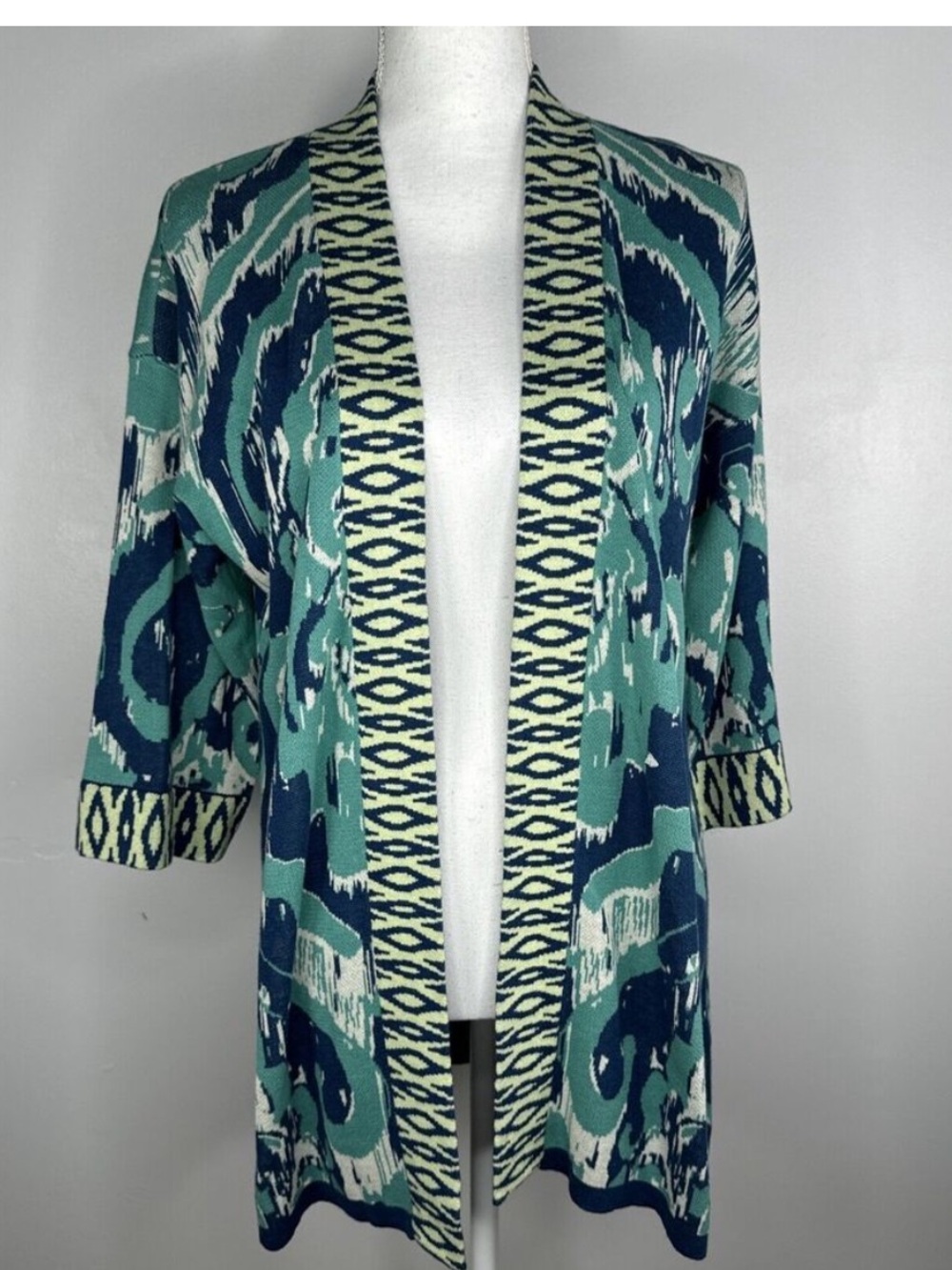 New slip on aqua sweater jacket